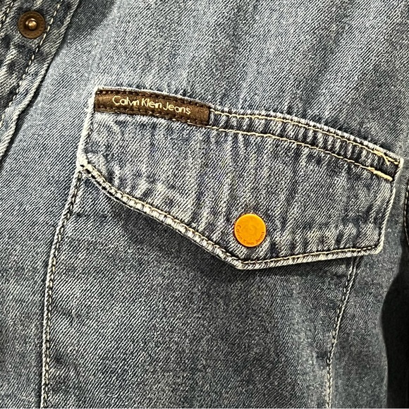 Vintage Calvin Klein Jeans Denim Button Up - Picture 2 of 13